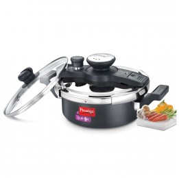 Prestige Clip On Hard Anodied Aluminium Pressure Cooker with Glass Lid, 3 Litres, Charcoal Black